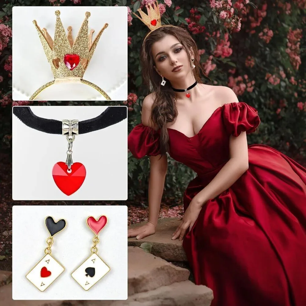 Queen Costume Accessories Set with Crown Wand Earrings Necklace for Women
